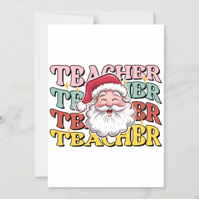 Lärarepresent | Tomte Lärare Magnetisk Inbjudningskort (Framsida)