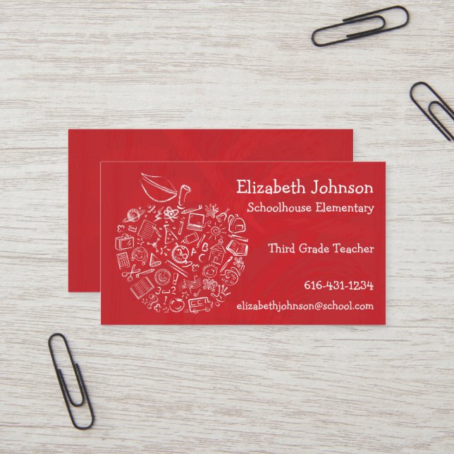 Lärares Apple Business Card Visitkort (Fram/Back In Situ)