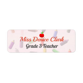Läraretikett för Namn och Rosa av klass Returadress Etikett