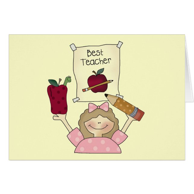 LärareTshirts och gåvor för flicka bäst Hälsningskort (Framsidan Horizontal)