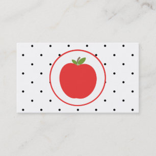 Lärarevisitkort - röd Apple liten polka dots Visitkort