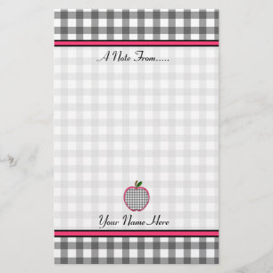 Lärarexamen - Grått Gingham Apple Brevpapper