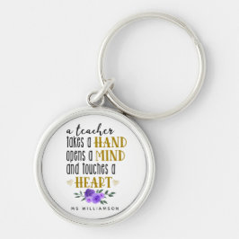 Lärarexamen i Personlig i Guld Rund Silverfärgad Nyckelring