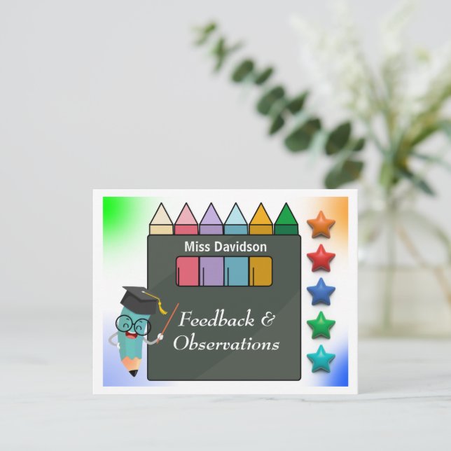 Lärarfeedback kommentar till Student Anteckningskort (Stående Fram)