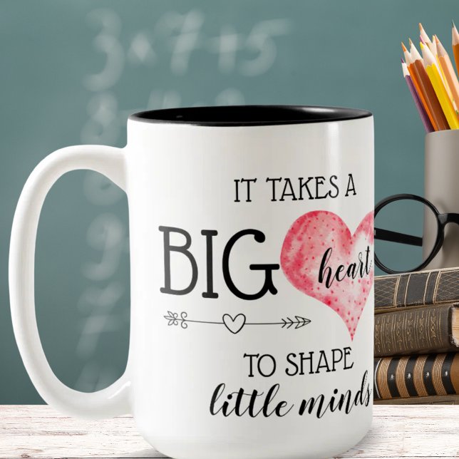 Lärargåva | Anpassningsbar för stor hjärtfrekvens Två-Tonad Mugg (Teacher Gift | Big Heart Quote Custom Two-Tone Coffee Mug)