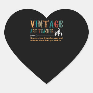 Lärargåva | Vintage Art Teacher Hjärtformat Klistermärke