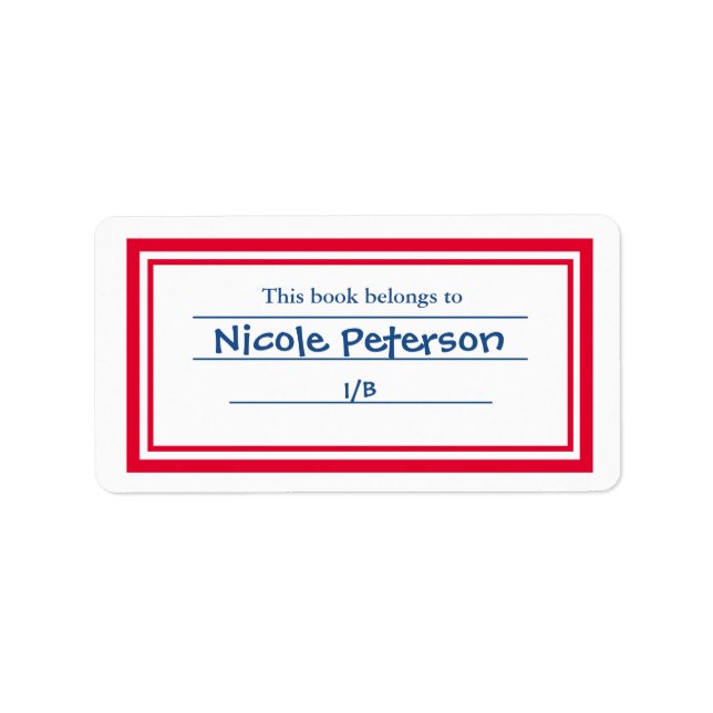 lärarinna för retro bok-märkning adressetikett (Framsidan)