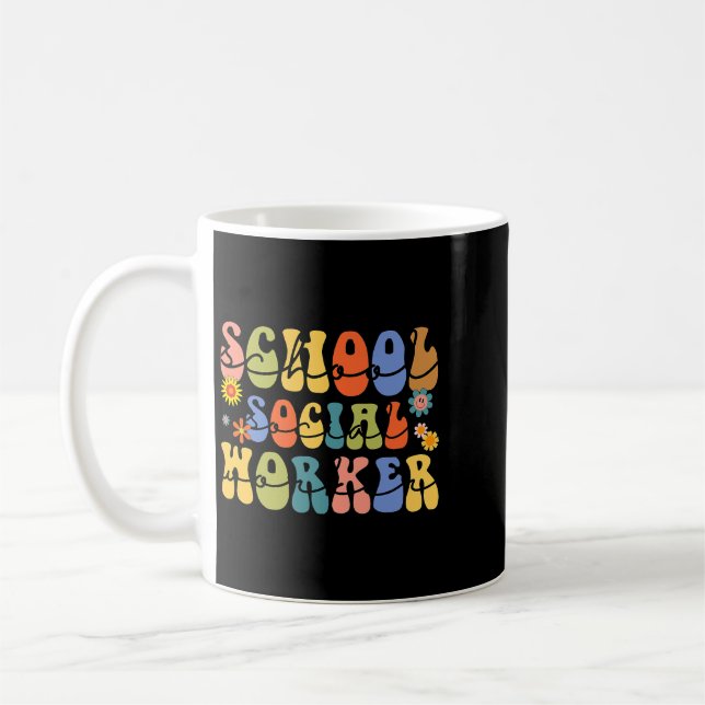 Lärarjobb Retro Groovy School Social Worker Copi Kaffemugg (Vänster)