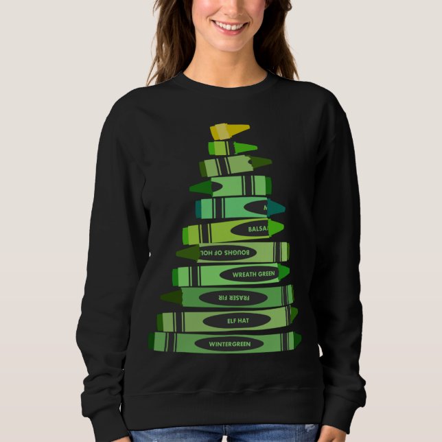 Lärarjulgåva Crayon Träd T Shirt (Framsida)