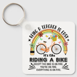 Lärarkänning för regnbåge, lustig lärare nyckelring