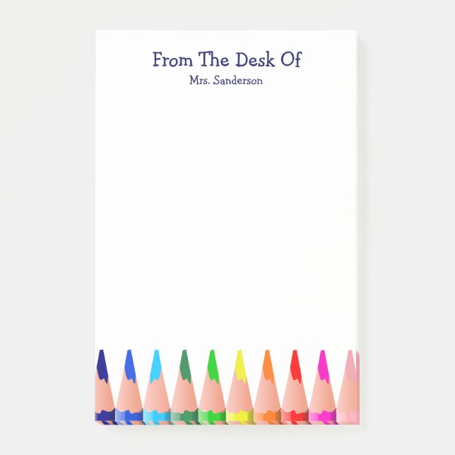 Lärarklassrum Namn Cute Rainbow Pencil  Post-it Block (Framsida)