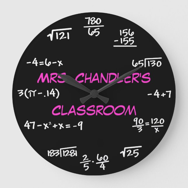 Lärarklassrummet Chalkboard Math Clock - Anpassnin Stor Klocka (Framsida)