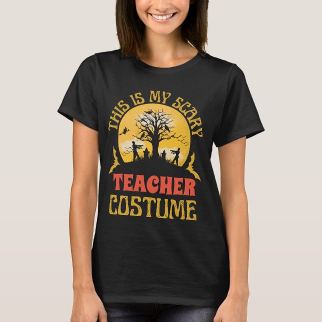 Lärarkostumma för Halloween T Shirt (Framsida)