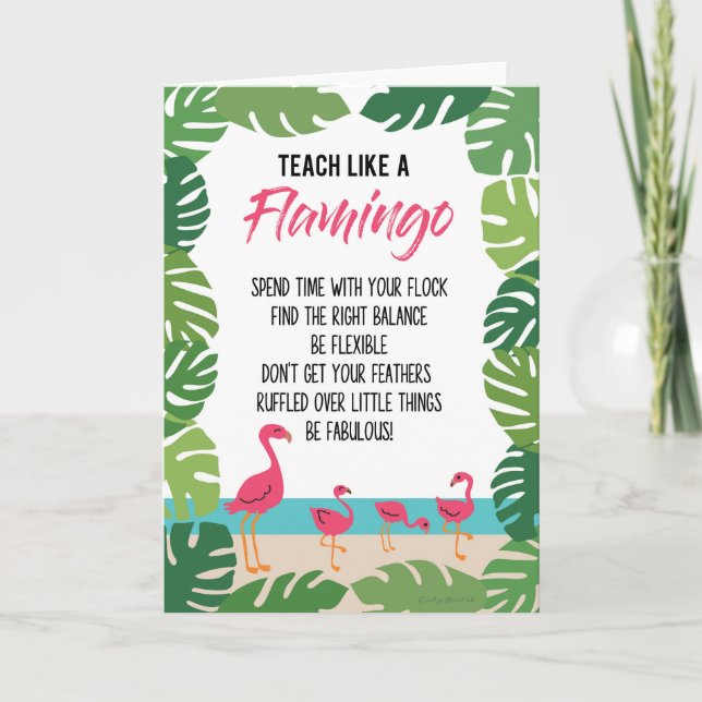 Lärarläktardräkt som en Flamingo Kort (Framsida)