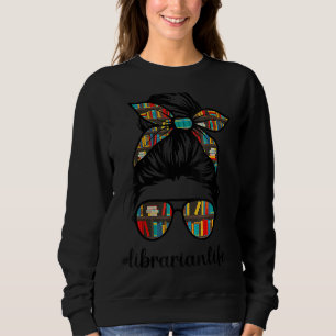 Lärarlärare Messy Bun Life Bok Bibliotek Tillbaka T Shirt