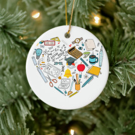 Lärarlärare Professor Verktyg Heart Julgransprydnad Keramik