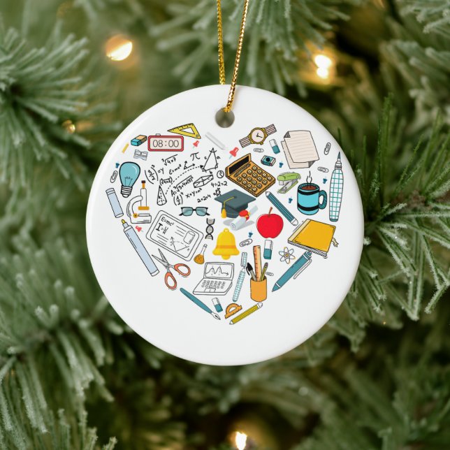 Lärarlärare Professor Verktyg Heart Julgransprydnad Keramik (Träd)