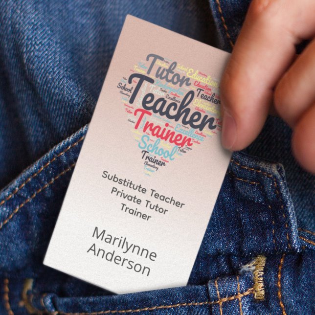 Lärarlärare Rosa Ord Cloud Visitkort (Skapare uppladdad)