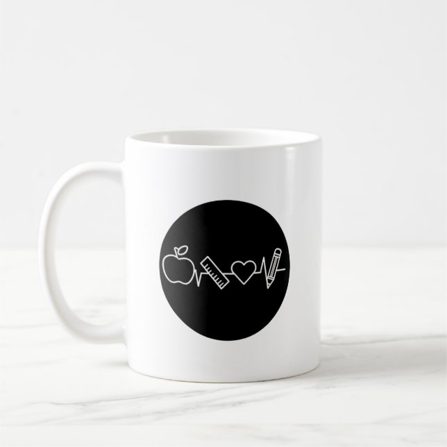 Lärarliv Hjärtbeats-mugg | Minimalistisk skola  Kaffemugg (Vänster)