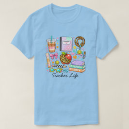Lärarliv Leopard Äpple Tillbaka till skolan, lärar T Shirt