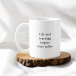 Lärarlivet börjar efter kaffe kaffemugg<br><div class="desc">**Vi presenterar vår "Life and Teaching Begins after Coffee" Mugg: Energize the Educator in You*** Energize din undervisningsresa med lite inspiration! Vårt "Liv och undervisning börjar efter kaffe" Mugg är designat för att starta din dag med entusiasm och passion. "Livet och undervisningen börjar efter kaffet" är perfektens följeslagare för lärare...</div>