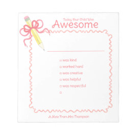 Lärarmeddelande om bra | Penna med ben Anteckningsblock