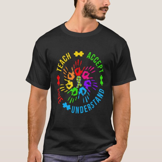 Lärarmedvetande om autism Lärare Teach Accepterar  T Shirt (Framsida)