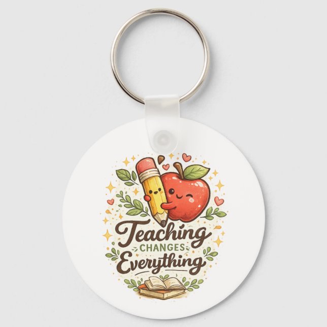 Lärarpenna Äpple Tacksamhets Nyckelring Present (Framsida)