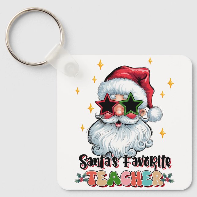 Lärarpresent | Santas favoritlärare Nyckelring (Framsida)