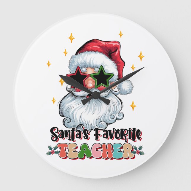 Lärarpresent | Santas favoritlärare Stor Klocka (Framsida)