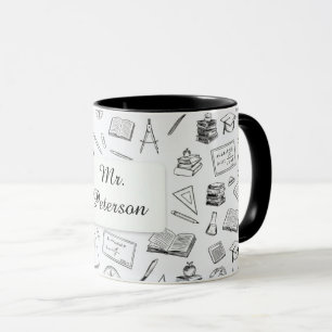 Lärarpresent Svart & Vit Vetenskap Matematik Mugg