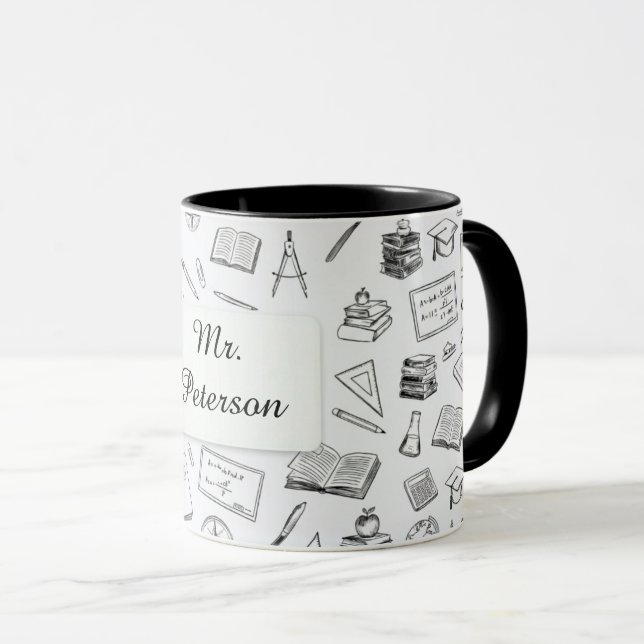 Lärarpresent Svart & Vit Vetenskap Matematik Mugg (Framsida höger)