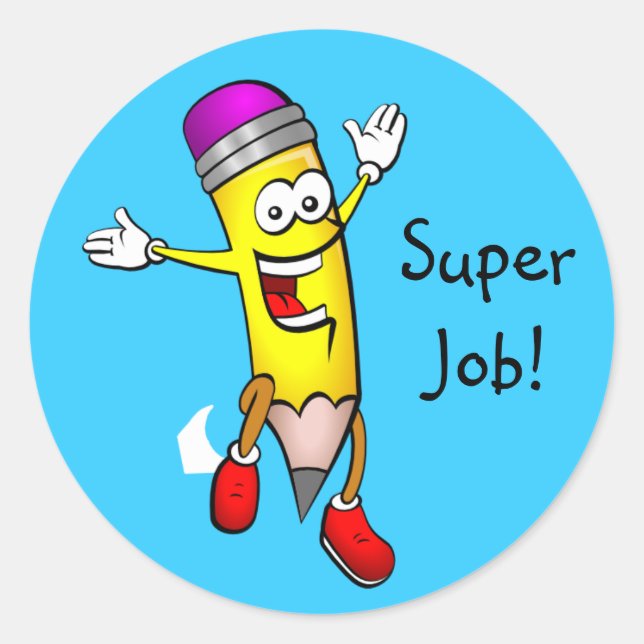 Lärarpriset Cute Pencil Stickers Runt Klistermärke (Framsida)