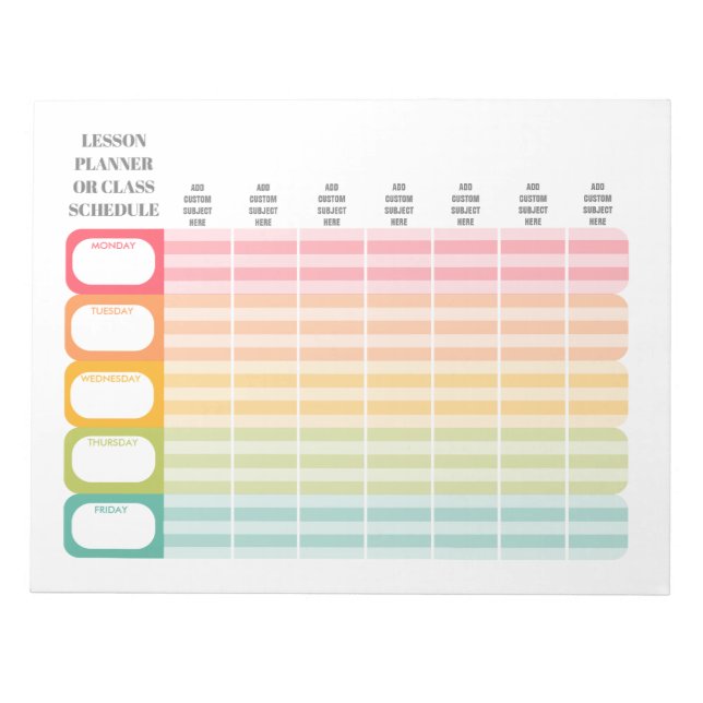 Lärarprogram för lärarprogram eller klassschema anteckningsblock (Framsida)