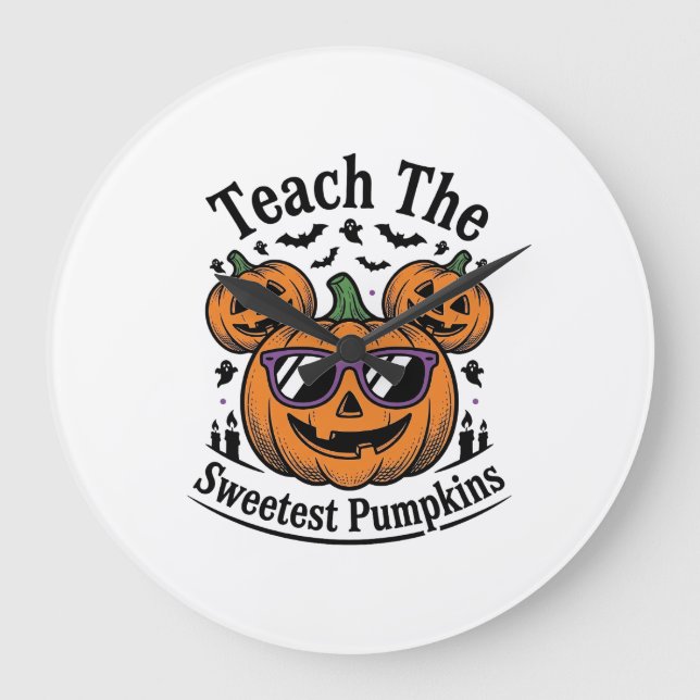 Lärarpumpaskjorta Söt Halloween-klassdesign_ Stor Klocka (Framsida)