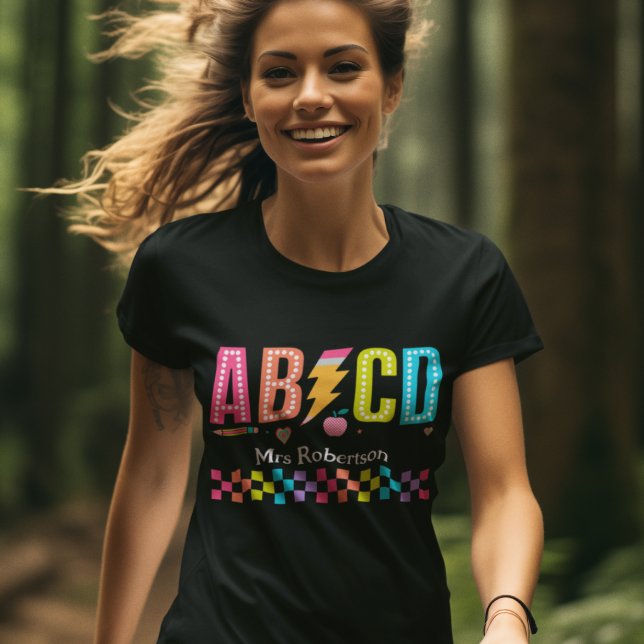 Lärarretro abc back to school t-shirt (Skapare uppladdad)