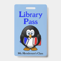 Lärarskola Bibliotek Hall Pass Badge