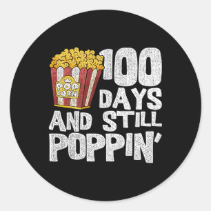Lärarskolan Student Popcorn 100 dagar i skolan Runt Klistermärke