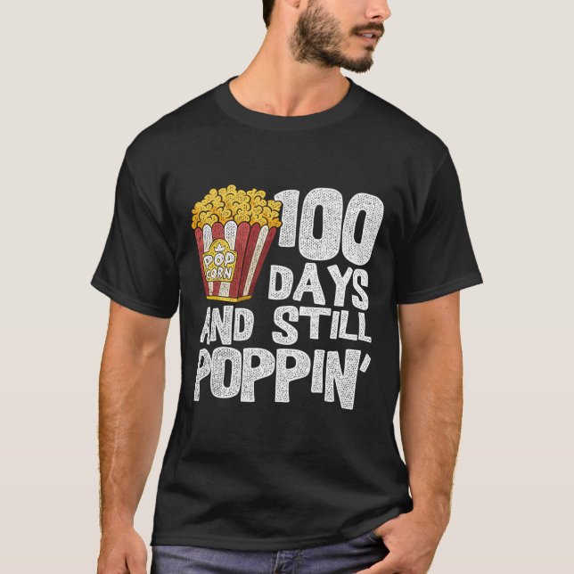 Lärarskolan Student Popcorn 100 dagar i skolan T Shirt (Framsida)