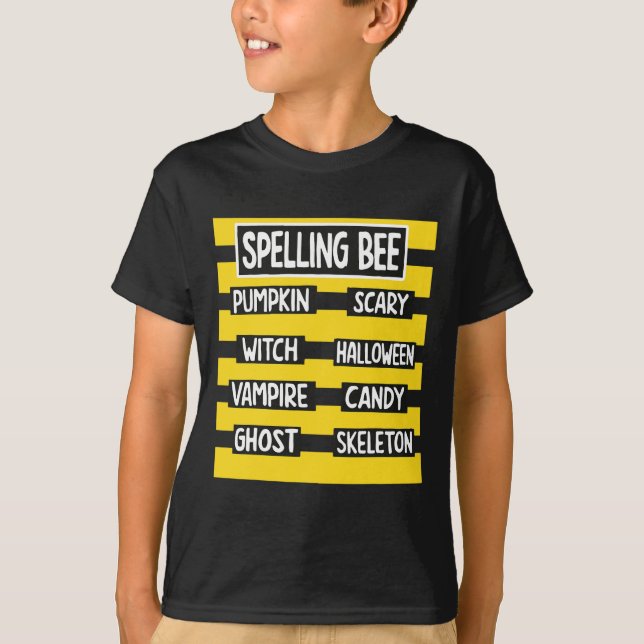 Lärarstavning för den berömda pun Halloween-kostym T Shirt (Framsida)