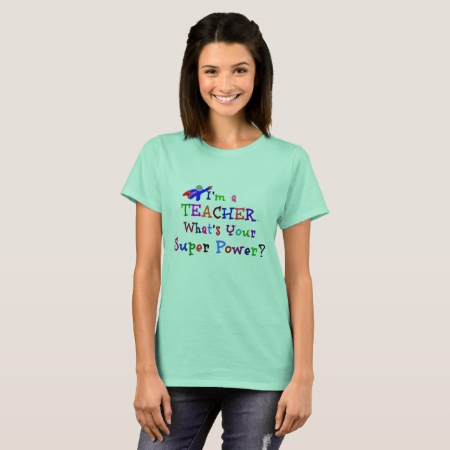 Lärarsuperhjälte/Toppen Power T Shirt (Hel framsida)