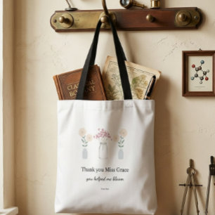 LärarTack Blommar Minimalistisk Estetik Tygkasse