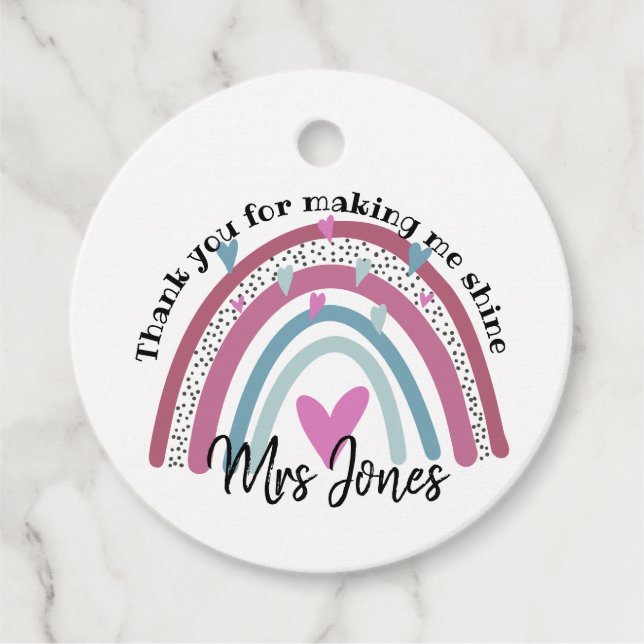 lärartack för att du skapar mig regnbåge pension gåvor etiketter (Framsida)