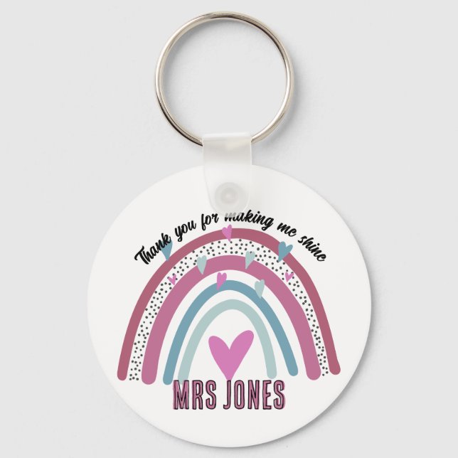 lärartack för att du skapar mig regnbåge pension nyckelring (Framsida)