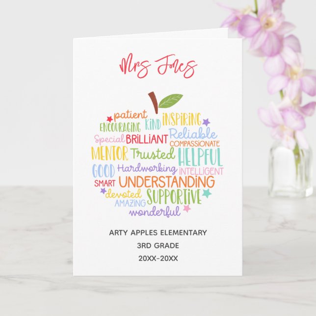 lärartack för pension ord konstäpple kort (Orkide)