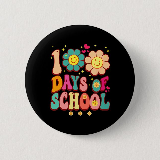 Lärartid i skolan Groovy Retro 100 dagars lärarexa Knapp (Framsida)