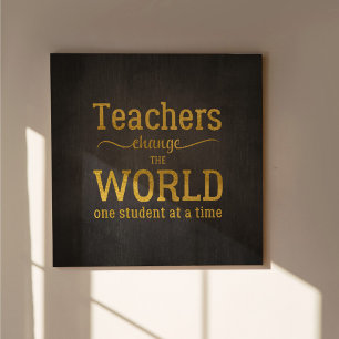 Lärartypografi, skript guld, inspirationcitat poster