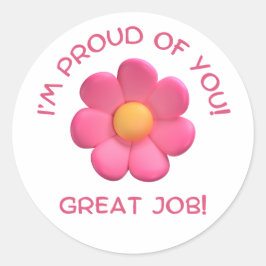 Läraruppmuntran, rosa-blomman söt runt klistermärke