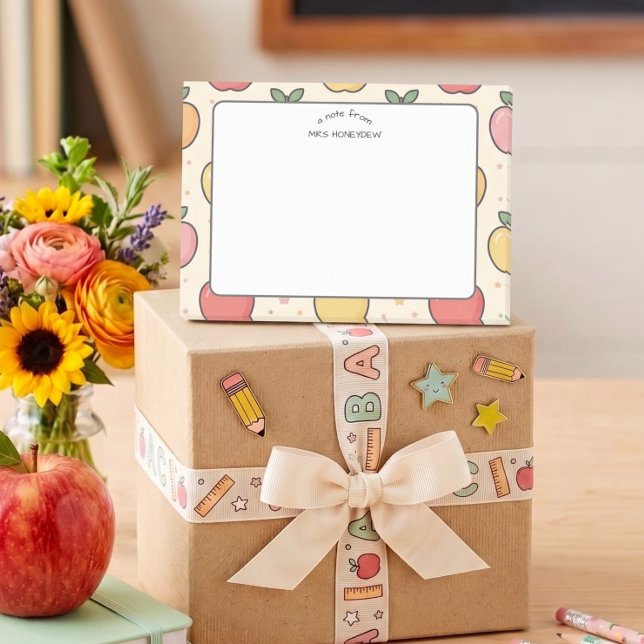 Läraruppskattande Apple School Mönster Post-it Block (Skapare uppladdad)