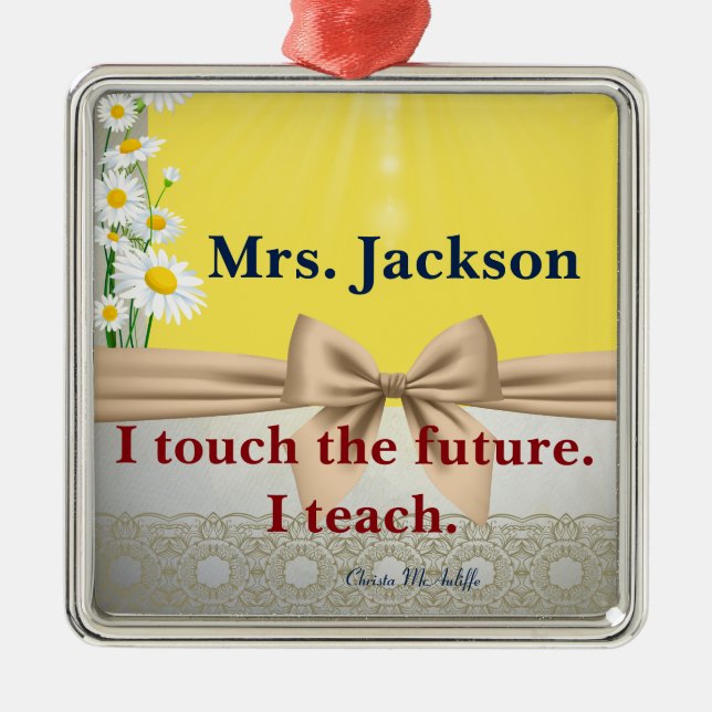 Läraruppskattande gåva jag rör framtiden julgransprydnad metall (Framsidan)